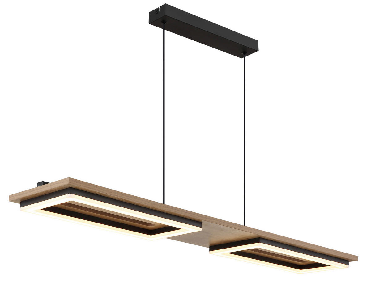 ZÁVĚSNÉ LED SVÍTIDLO, 90/18/120 cm - tmavě hnědá/černá, Design, kov/kompozitní dřevo (90/18/120cm) - Globo