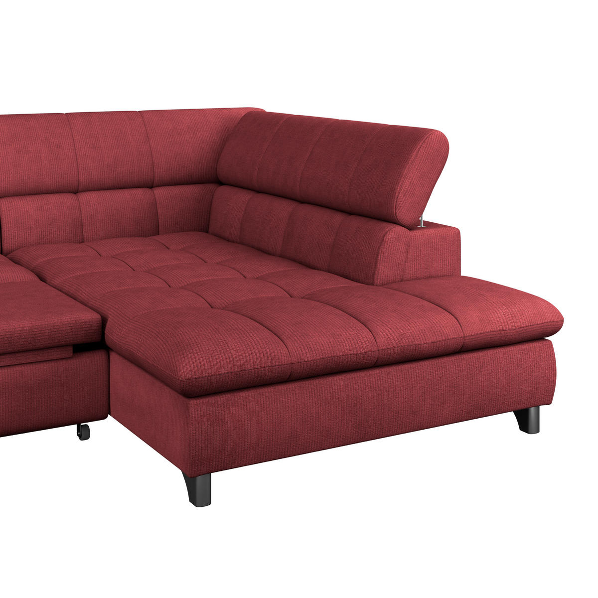 ECKSOFA Bordeaux Chenille  - Chromfarben/Bordeaux, KONVENTIONELL, Textil/Metall (312/234cm) - Livetastic