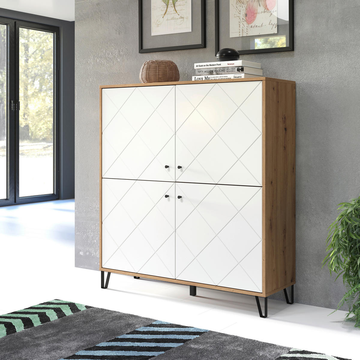 HIGHBOARD TOUCH 123/136/40 cm  - Schwarz/Weiß, Design, Holzwerkstoff/Kunststoff (123/136/40cm) - MID.YOU