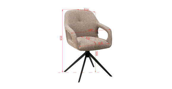 ARMLEHNSTUHL in Eisen Webstoff - Schwarz/Cappuccino, Design, Textil/Metall (59,5/85,5/61,5cm) - Novel