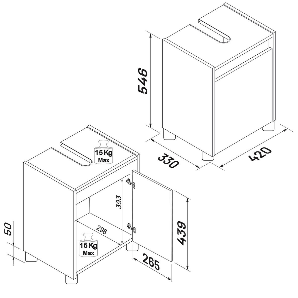 WASCHBECKENUNTERSCHRANK 42/55/33 cm  - Honigeiche/Silberfarben, Trend, Holzwerkstoff/Kunststoff (42/55/33cm) - MID.YOU
