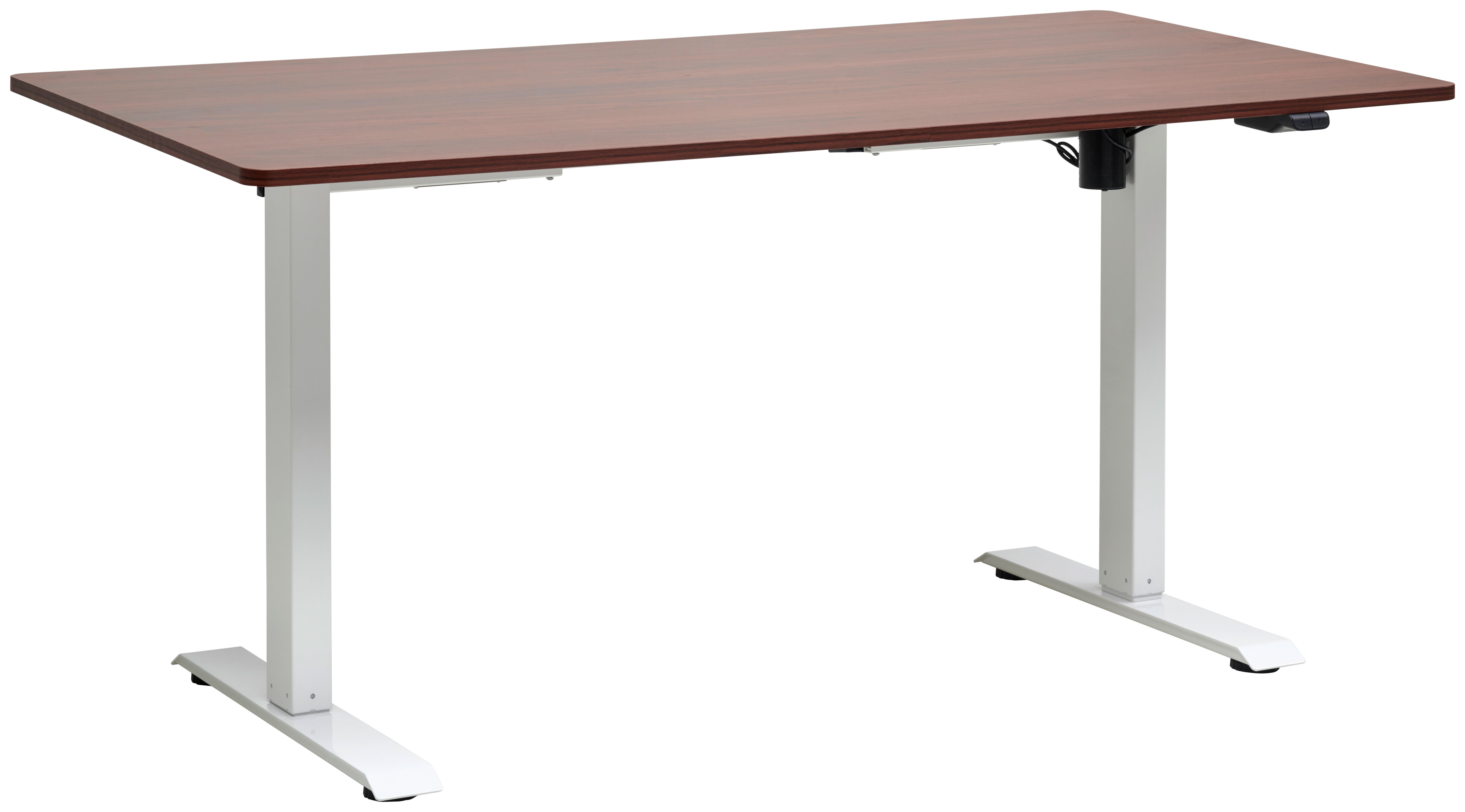 SCHREIBTISCH höhenverstellbar  - Walnussfarben/Weiß, MODERN, Holzwerkstoff/Metall (160/73-123/80cm) - Livetastic
