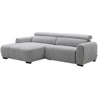 ECKSOFA Hellgrau Mikrofaser Rücken echt, Relaxfunktion, Kopfstütze  - Hellgrau/Schwarz, Design, Holz/Textil (172/256cm) - Carryhome