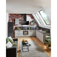 EINBAUKÜCHE M20  - Schwarz/Grau, Design, Holzwerkstoff/Metall - Nolte Küchen