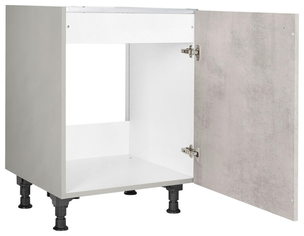 SPÜLENUNTERSCHRANK 60/87/56 cm  in Hellgrau  - Edelstahlfarben/Hellgrau, MODERN, Holzwerkstoff/Metall (60/87/56cm) - Nobilia