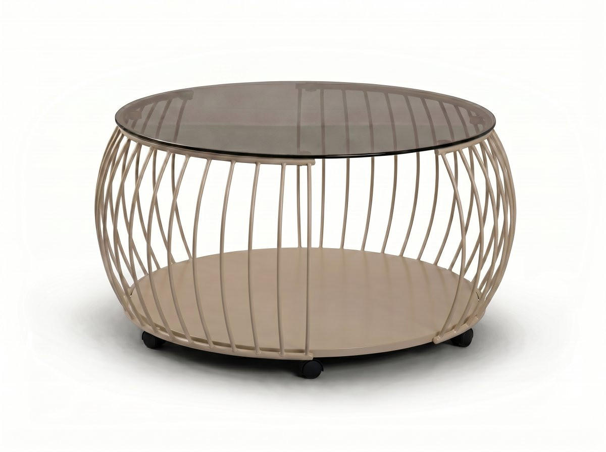 COUCHTISCH Sicherheitsglas 80/80/46 cm rund Creme  - Creme, Design, Glas/Holzwerkstoff (80/80/46cm) - Xora