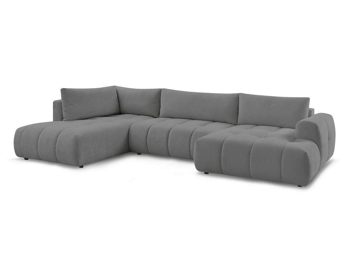 WOHNLANDSCHAFT  FUJI  Dunkelgrau Leinenoptik  - Dunkelgrau/Schwarz, MODERN, Kunststoff/Textil (204/377/160cm)