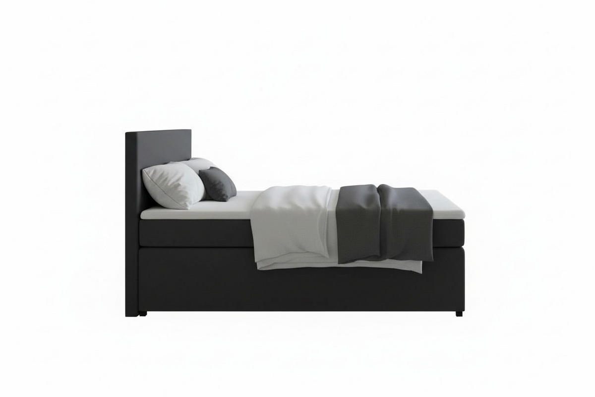 BOXSPRINGBETT 140/200 cm,  in Anthrazit, Matratze, Topper, H3 = fest  - Anthrazit/Schwarz, MODERN, Kunststoff/Textil (140/200cm) - MID.YOU