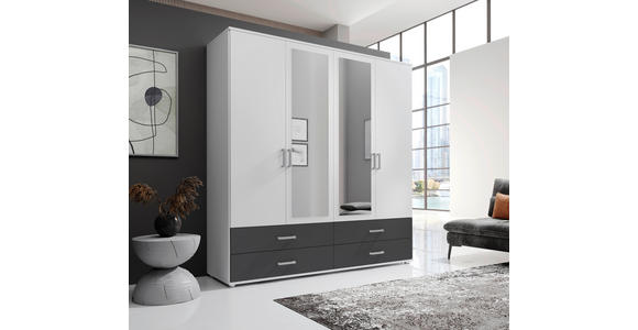KLEIDERSCHRANK in Graphitfarben, Weiß - Alufarben/Graphitfarben, KONVENTIONELL, Glas/Holzwerkstoff (180/190/51cm) - Carryhome