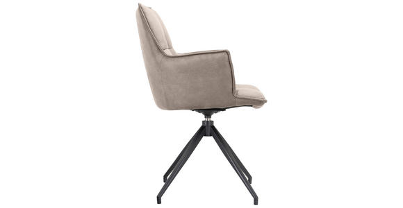 ARMLEHNSTUHL  in Eisen Mikrofaser  - Taupe/Schwarz, Design, Textil/Metall (59/89,5/63cm) - Novel