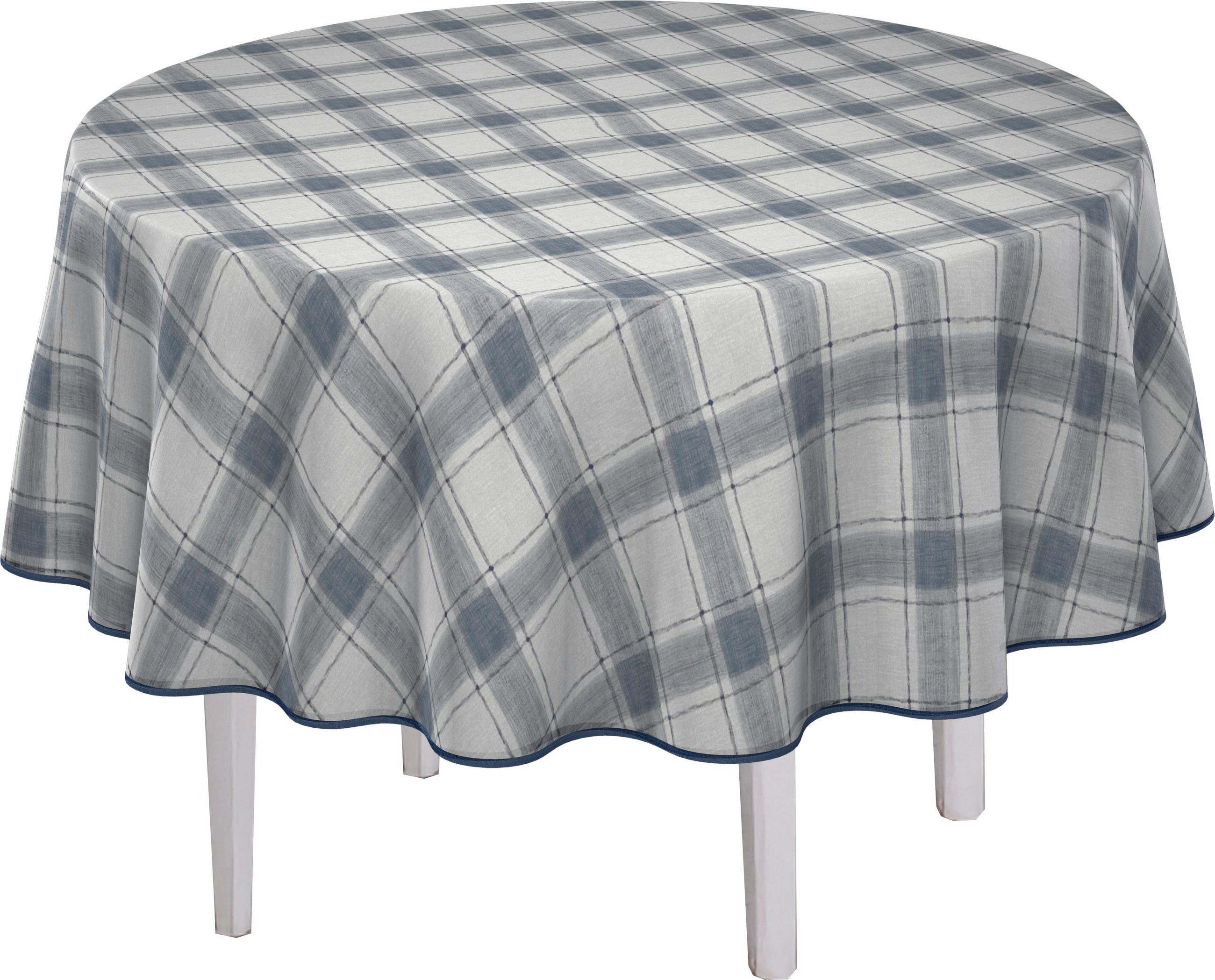 TISCHDECKE KARO 140 cm  - Blau, ROMANTIK / LANDHAUS, Textil (140cm) - Peyer Syntex