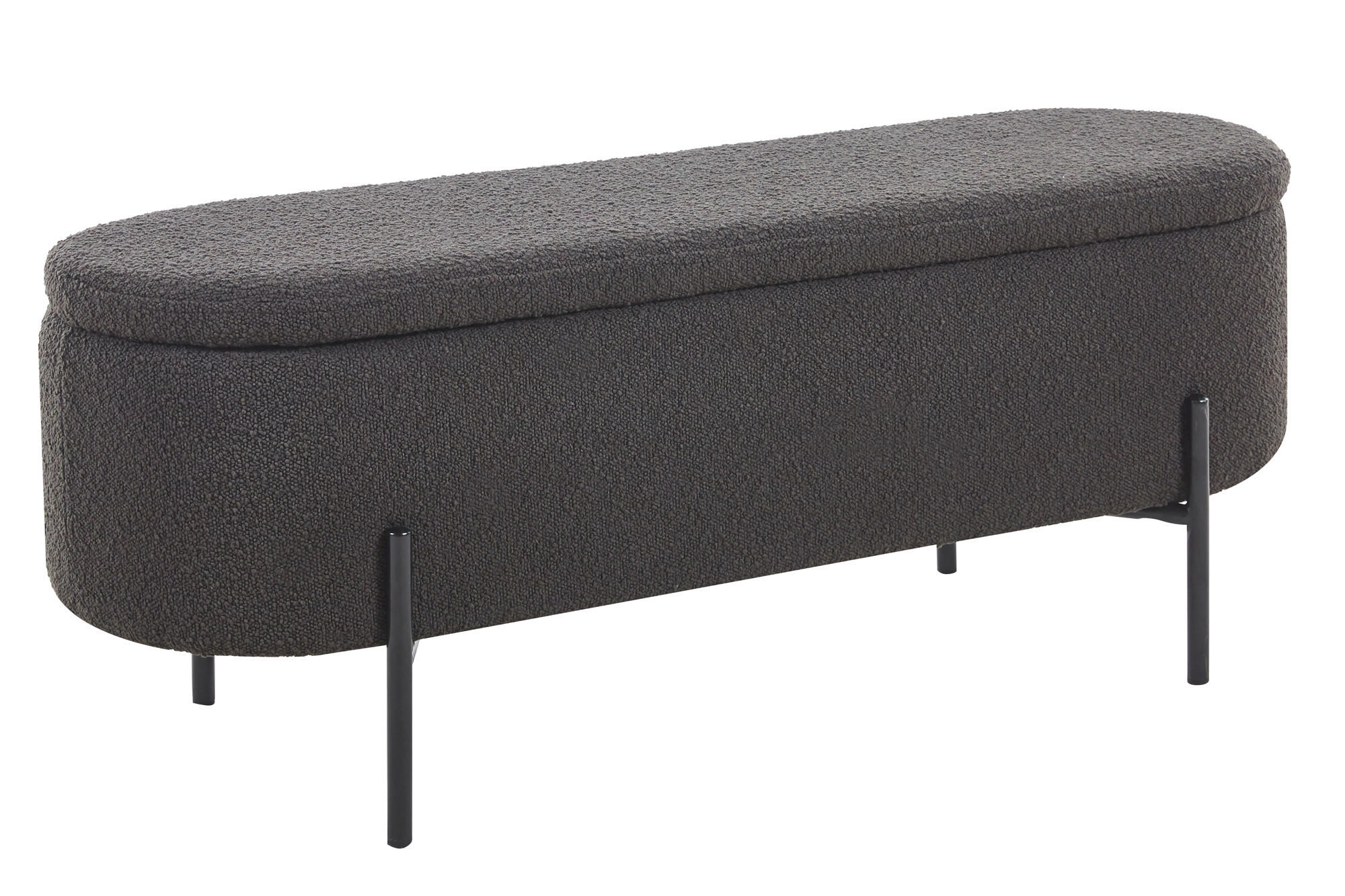 BETTBANK 110/44/40 cm   - Anthrazit/Schwarz, MODERN, Textil/Metall (110/44/40cm) - Livetastic