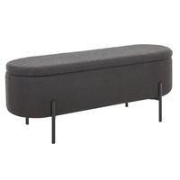 HOCKERBANK Bouclé Anthrazit  - Anthrazit/Schwarz, MODERN, Textil/Metall (110/44/40cm) - Livetastic