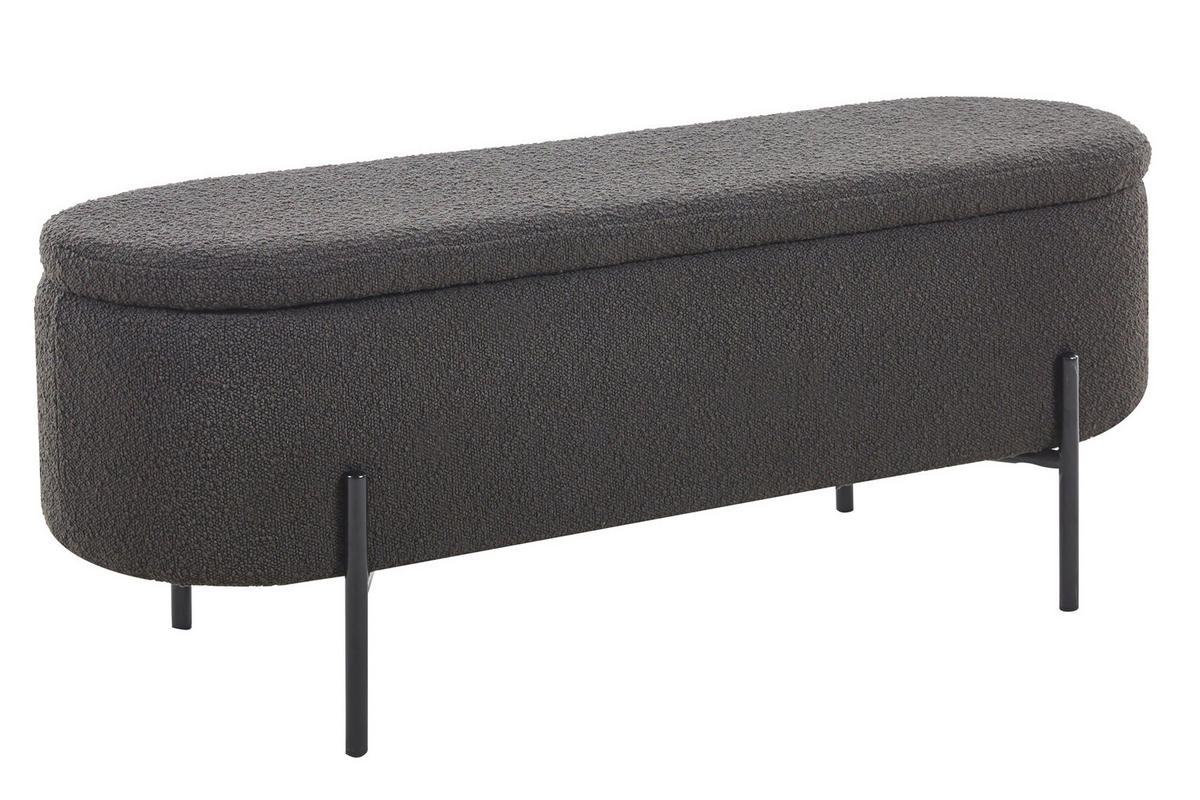 BETTBANK Bouclé Anthrazit  - Anthrazit/Schwarz, MODERN, Textil/Metall (110/44/40cm) - Livetastic
