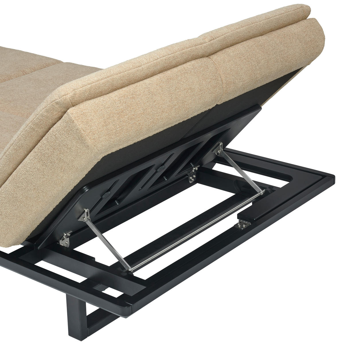 SCHLAFSOFA  in Flachgewebe Beige  - Beige/Schwarz, Design, Holz/Textil (201/80/120cm) - Joka
