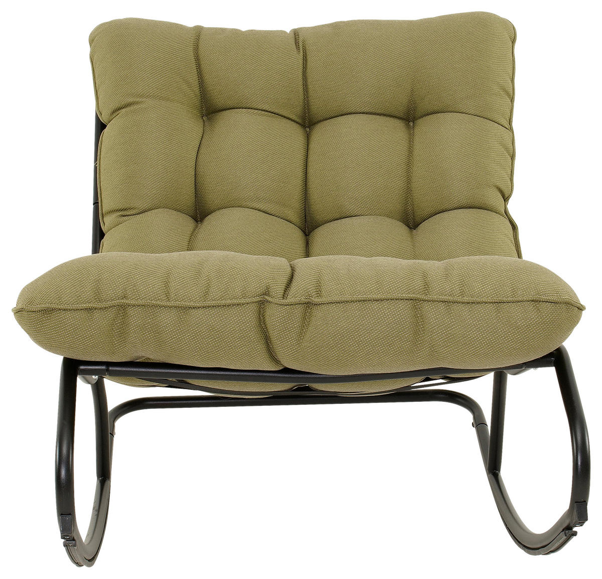 GARTENSCHAUKELSTUHL Stahl Schwarz, Olivgrün  - Schwarz/Olivgrün, MODERN, Textil/Metall (75/81/118cm) - Ambia Garden