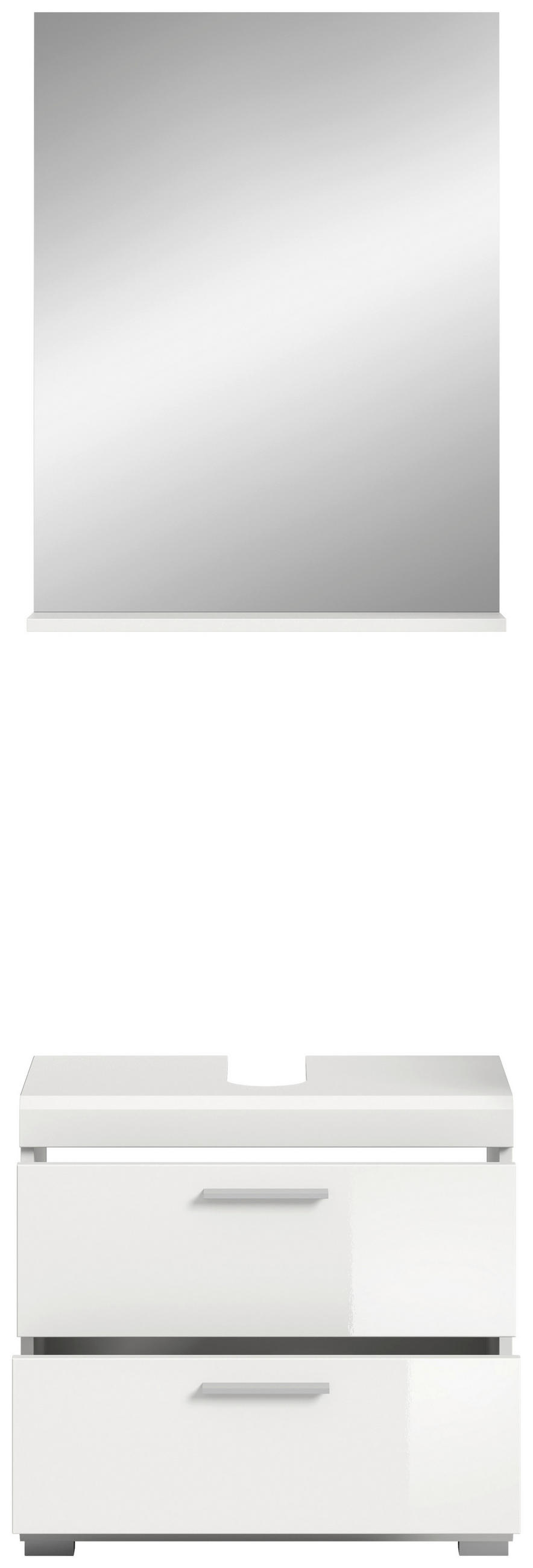 BADEZIMMER 2-teilig  in 60 cm  - Weiß Hochglanz/Silberfarben, MODERN, Glas/Holzwerkstoff (60cm) - MID.YOU