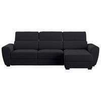 ECKSOFA in Velours Anthrazit  - Anthrazit/Schwarz, Konventionell, Kunststoff/Textil (285/177cm) - MID.YOU