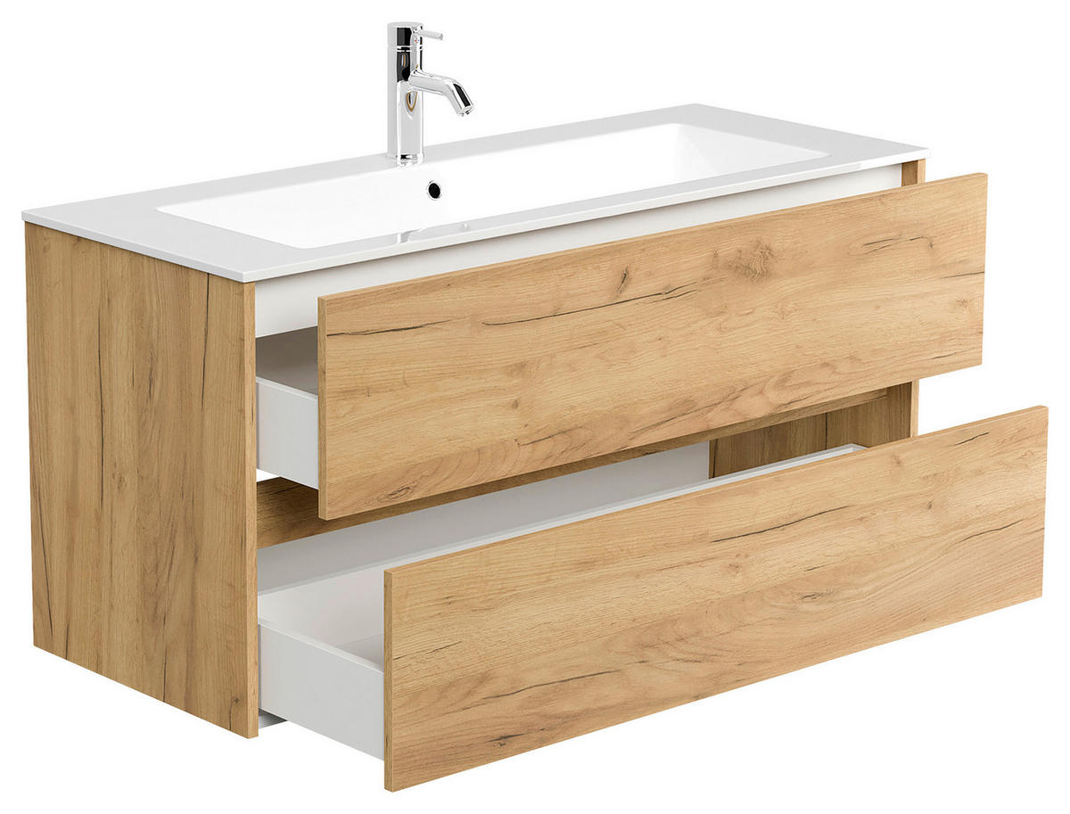 WASCHTISCHKOMBI  - Eichefarben/Weiß, MODERN, Holzwerkstoff/Stein (120/58,5/46,6cm) - MID.YOU