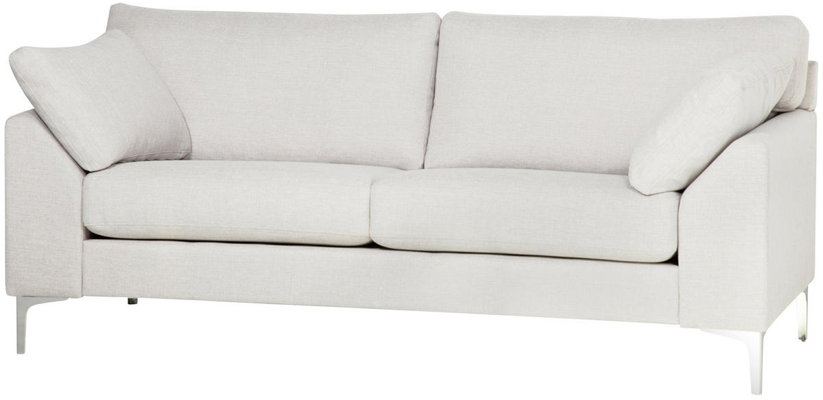 SOFFA i flatväv sandfärgad  - sandfärgad/kromfärg, Klassisk, metall/trä (186/84/85cm) - Hom`in