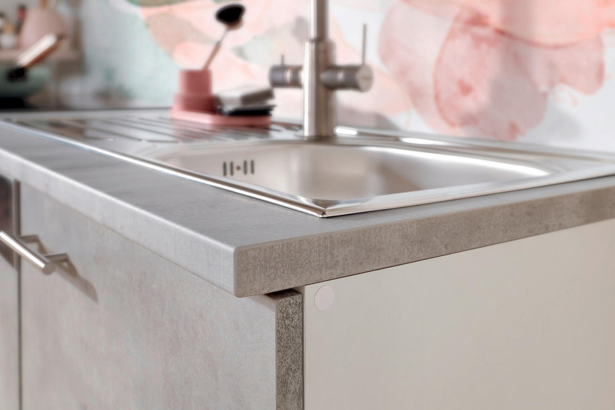 HÖRNKÖK 310/172 cm  i grå, vit  - stålfärgad/vit, Basics, metall/trämaterial (310/172cm) - Respekta