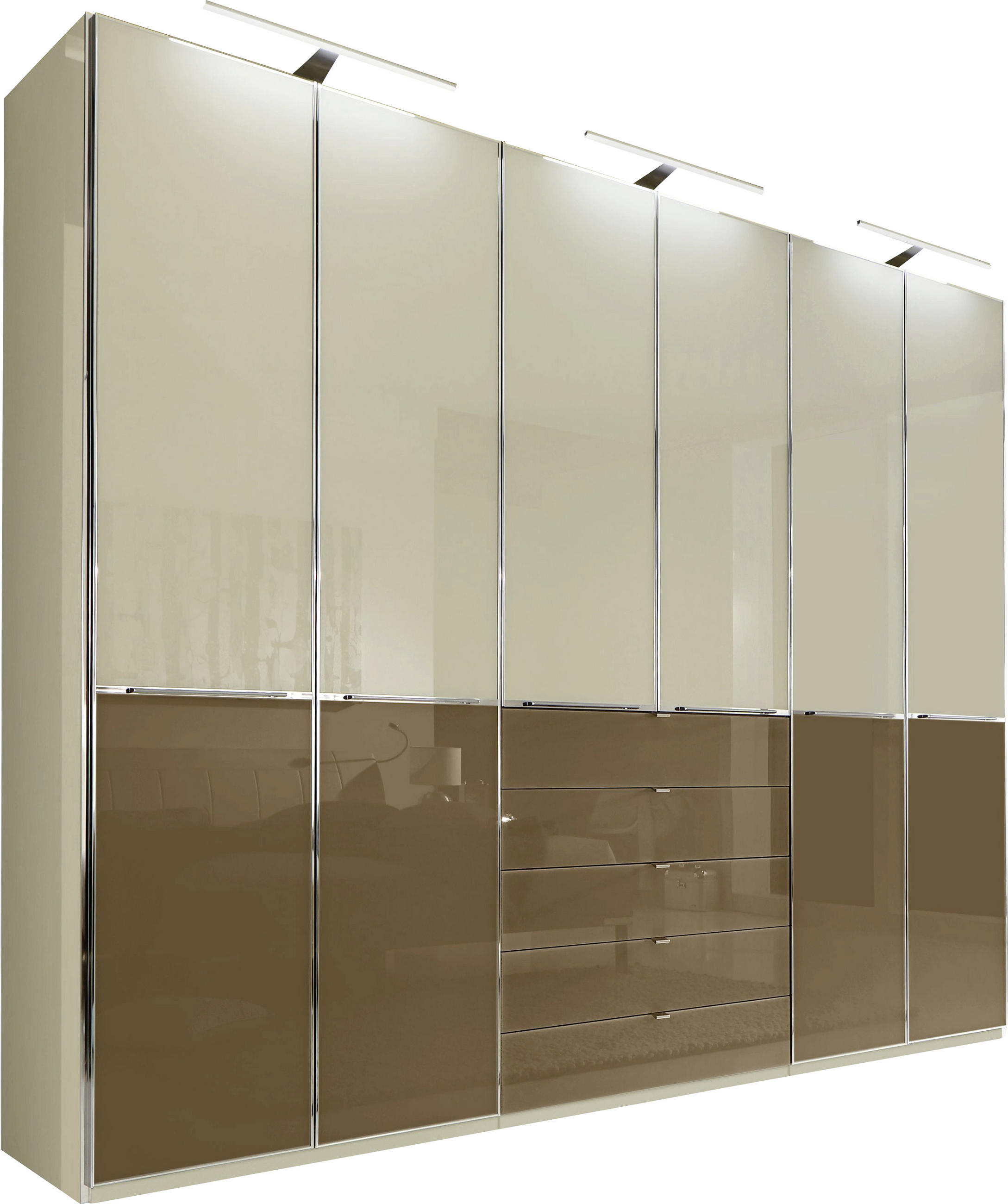 DREHTÜRENSCHRANK 300/236/62 cm 6-türig  - Chromfarben/Eichefarben, Design, Glas/Holzwerkstoff (300/236/62cm) - Novel