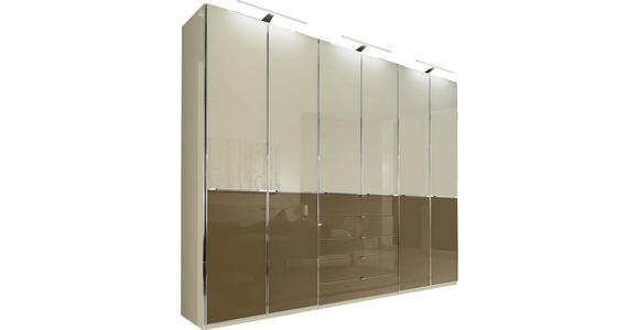 DREHTÜRENSCHRANK 300/236/62 cm 6-türig - Chromfarben/Eichefarben, Design, Glas/Holzwerkstoff (300/236/62cm) - Novel
