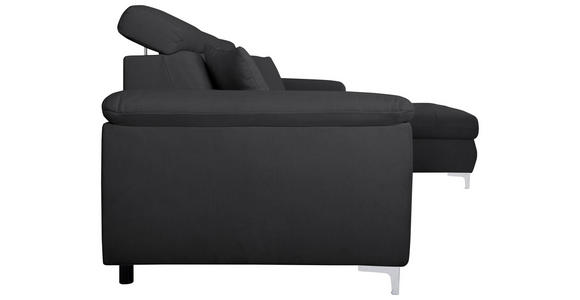 ECKSOFA Dunkelgrau Flachgewebe  - Chromfarben/Dunkelgrau, KONVENTIONELL, Textil/Metall (268/175cm) - Carryhome