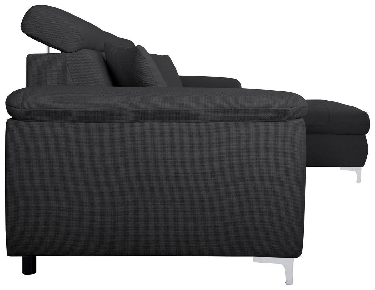 ECKSOFA Dunkelgrau Flachgewebe  - Chromfarben/Dunkelgrau, KONVENTIONELL, Textil/Metall (268/175cm) - Carryhome