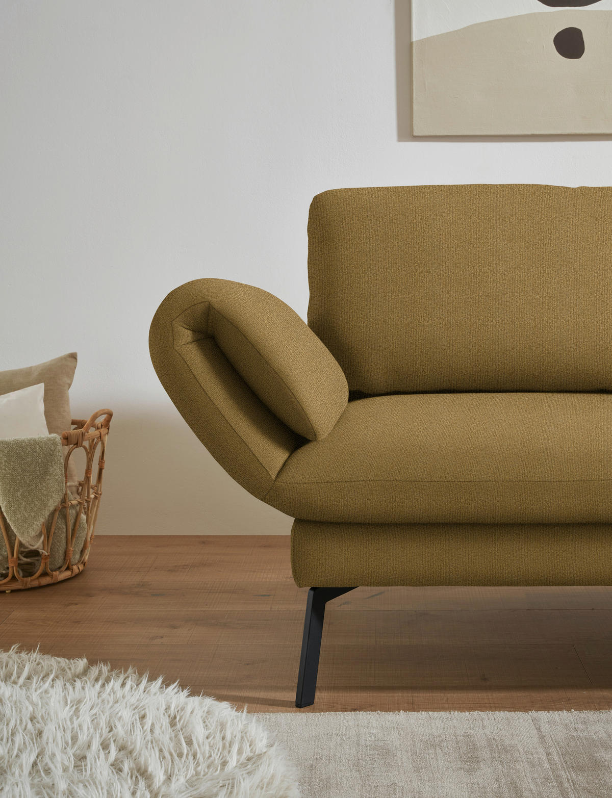 ECKSOFA  in Flachgewebe Schilfgrün  255-365/175-224 cm  - Schilfgrün/Schwarz, Design, Textil/Metall (255-365/175-224cm) - Dieter Knoll