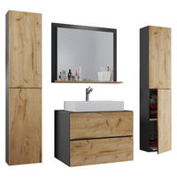 BADEZIMMER 5-teilig  in 147 cm  - Honigeiche/Anthrazit, MODERN, Keramik/Holzwerkstoff (147cm) - MID.YOU