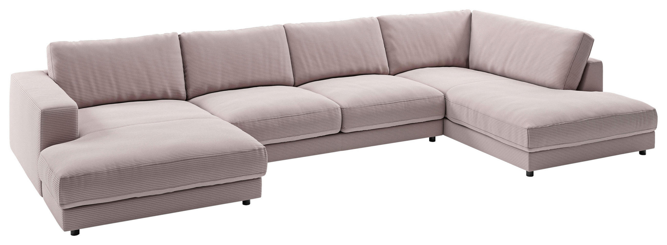 WOHNLANDSCHAFT in Cord Rosa  - Schwarz/Rosa, Design, Kunststoff/Textil (190/425/224cm) - Pure Home Lifestyle