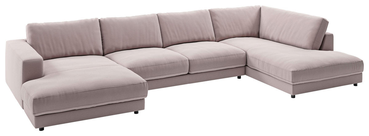 WOHNLANDSCHAFT in Cord Rosa  - Schwarz/Rosa, Design, Kunststoff/Textil (190/425/224cm) - Pure Home Lifestyle