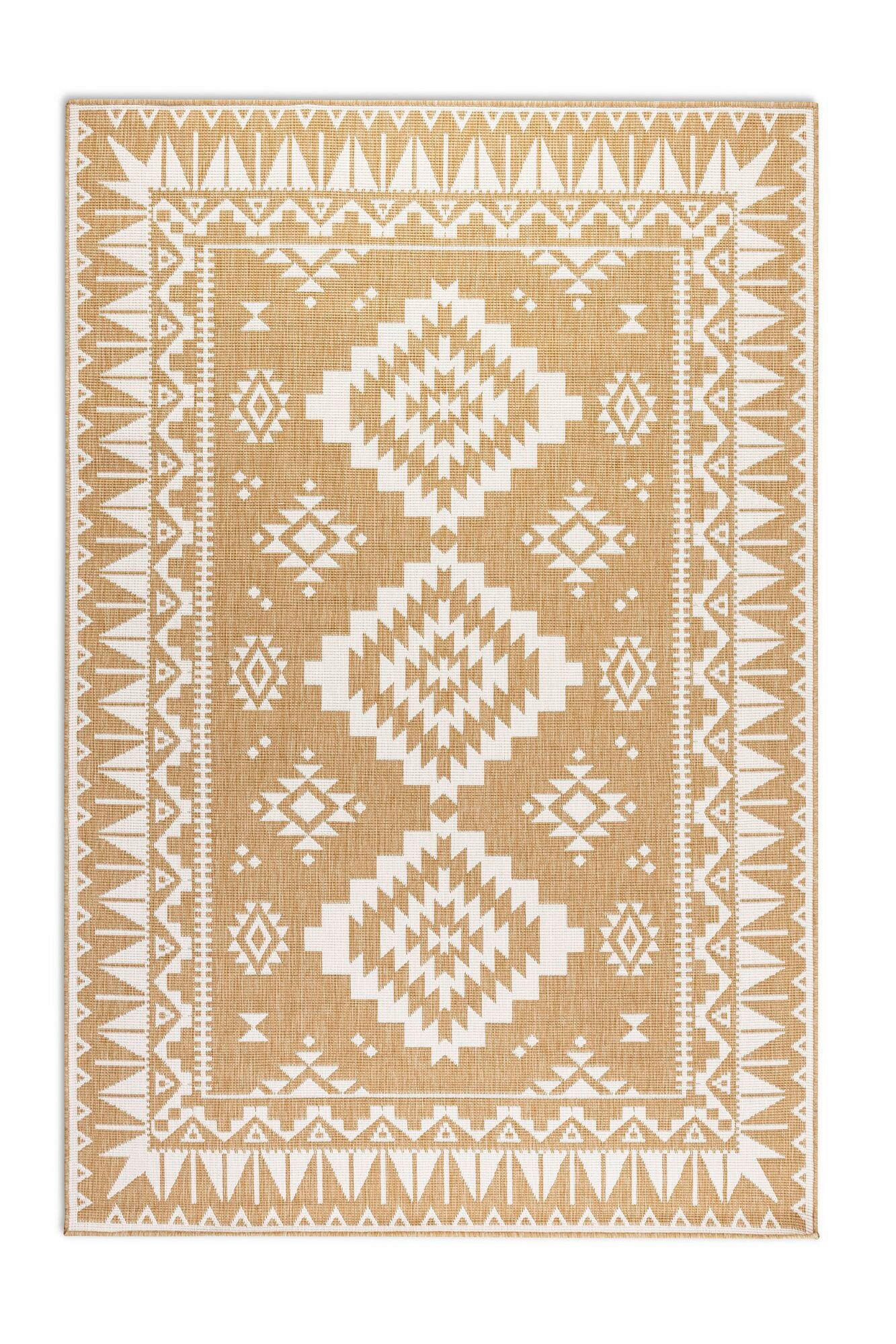 Elle Decoration Outdoorteppich Gemini Weiß, Honig 120x170 cm