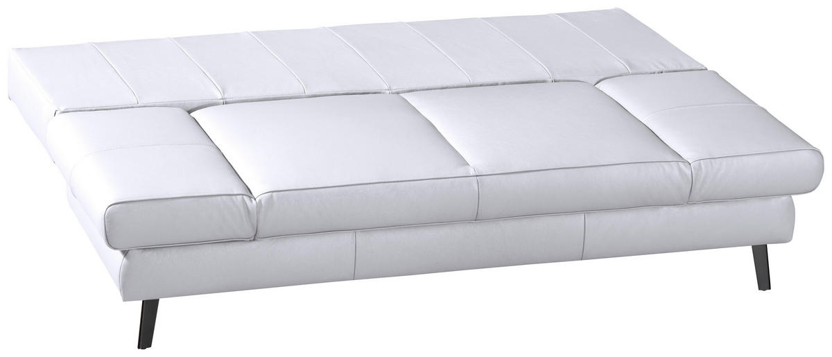 SCHLAFSOFA in Echtleder Weiss  - Weiss/Schwarz, Design, Leder/Metall (200/85/90cm) - Novel