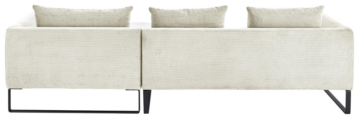 ECKSOFA in Cord Weiss  - Weiss/Schwarz, Konventionell, Textil/Metall (284/178cm) - Hom`in