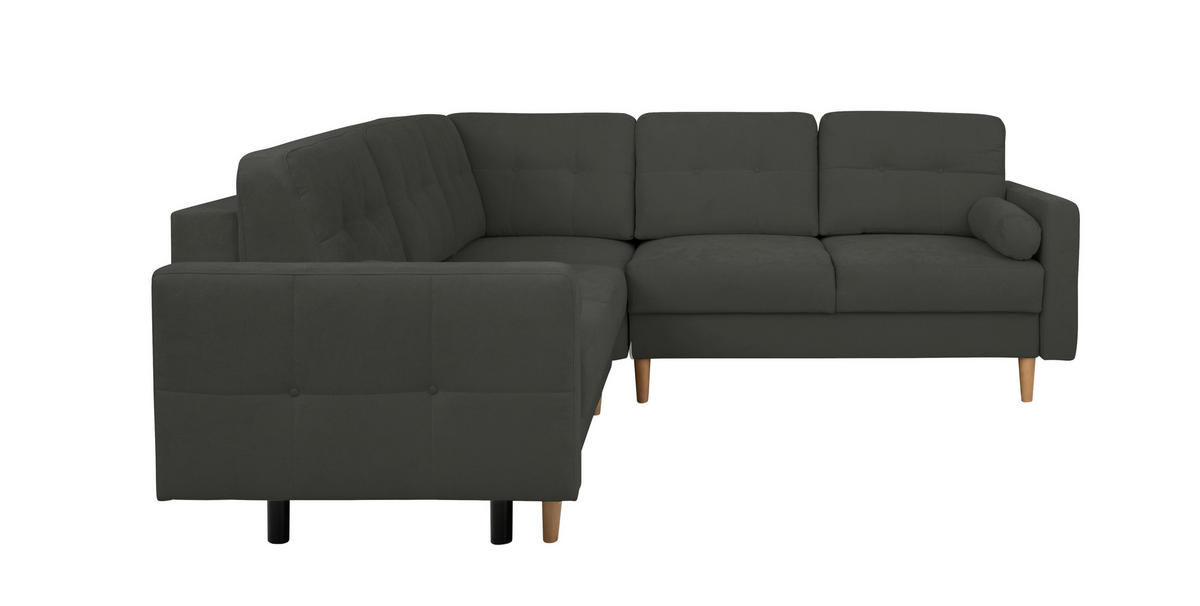 ECKSOFA Noret Schwarz  - Buchefarben/Schwarz, Design, Holz/Textil (242/242cm) - MID.YOU