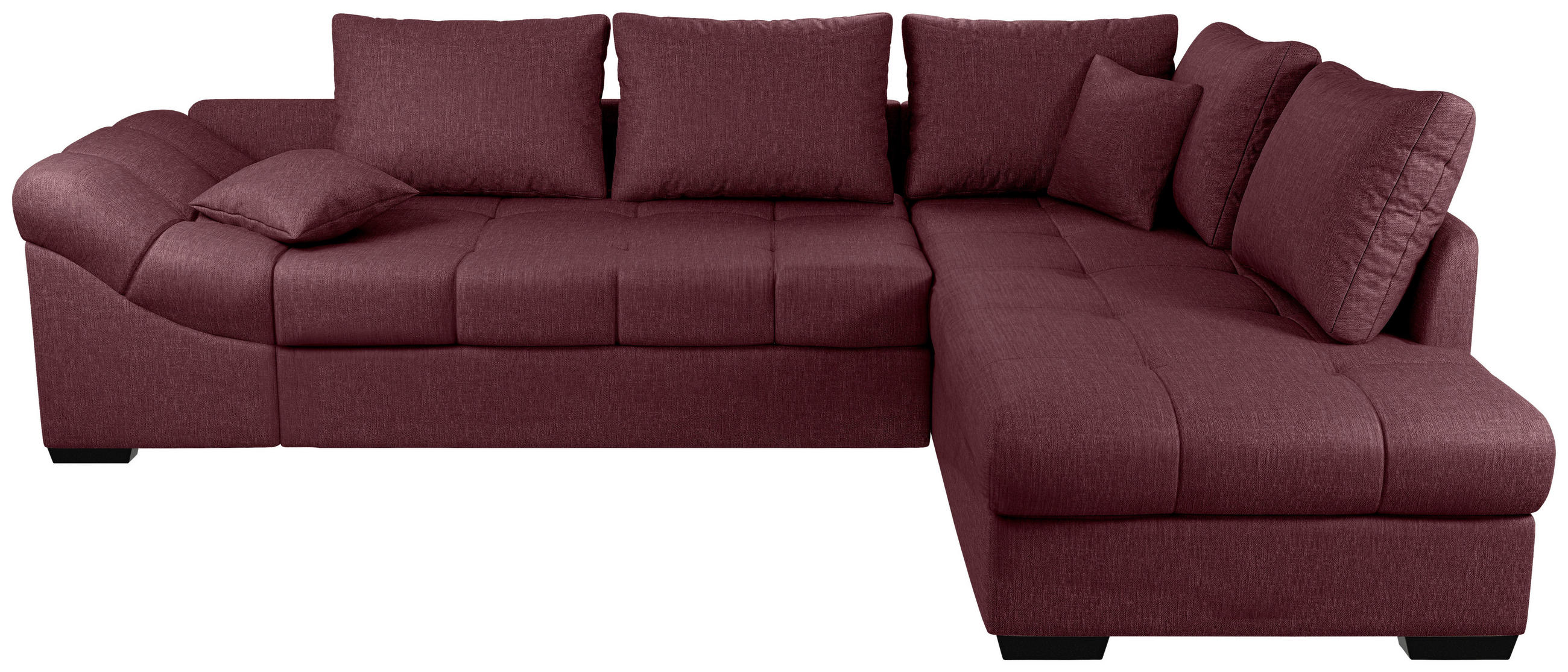 ECKSCHLAFSOFA in Bordeaux Textil   - Bordeaux/Schwarz, Modern, Holz/Textil (298/202cm) - MID.YOU