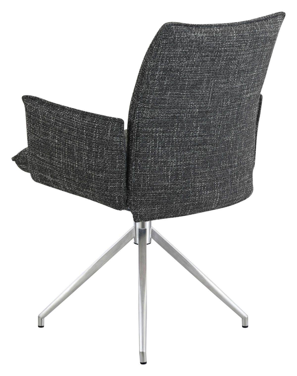 ARMLEHNSTUHL  Sitzfläche 360° drehbar, automatische Rückholfunktion Webstoff  Schwarz, Edelstahlfarben  - Edelstahlfarben/Schwarz, Design, Textil/Metall (60,5/87/61,5cm) - Novel