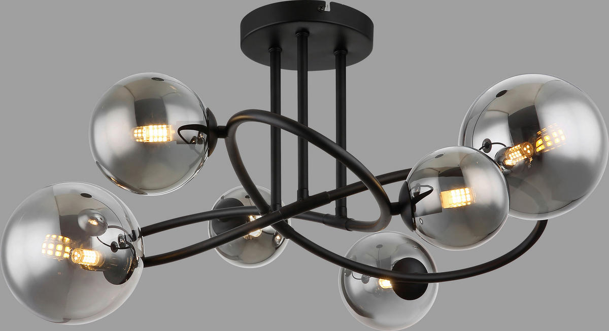 DECKENLEUCHTE 3,5 W    62/59/35 cm  - Schwarz, Design, Glas/Metall (62/59/35cm) - Collet's Monde