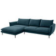 ECKSOFA  in Webstoff Petrol  196/304 cm  - Petrol/Schwarz, KONVENTIONELL, Textil/Metall (196/304cm) - Hom`in
