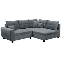 ECKSOFA 248/176 cm  in Mikrovelours Anthrazit Zierkissen, Rückenkissen, Schlaffunktion, Rücken echt  248/176 cm  - Anthrazit/Schwarz, Basics, Holzwerkstoff/Kunststoff (248/176cm) - MID.YOU