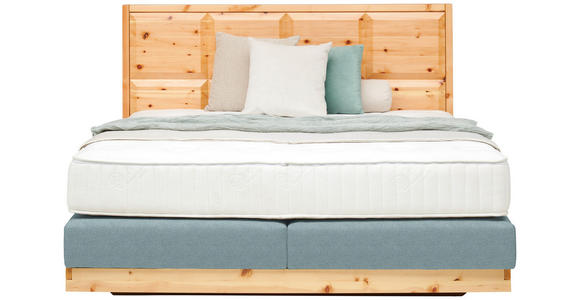 BOXSPRINGBETT 180/200 cm  in Blau, Zirbelkieferfarben  - Blau/Zirbelkieferfarben, Natur, Holz/Textil (180/200cm) - Valnatura