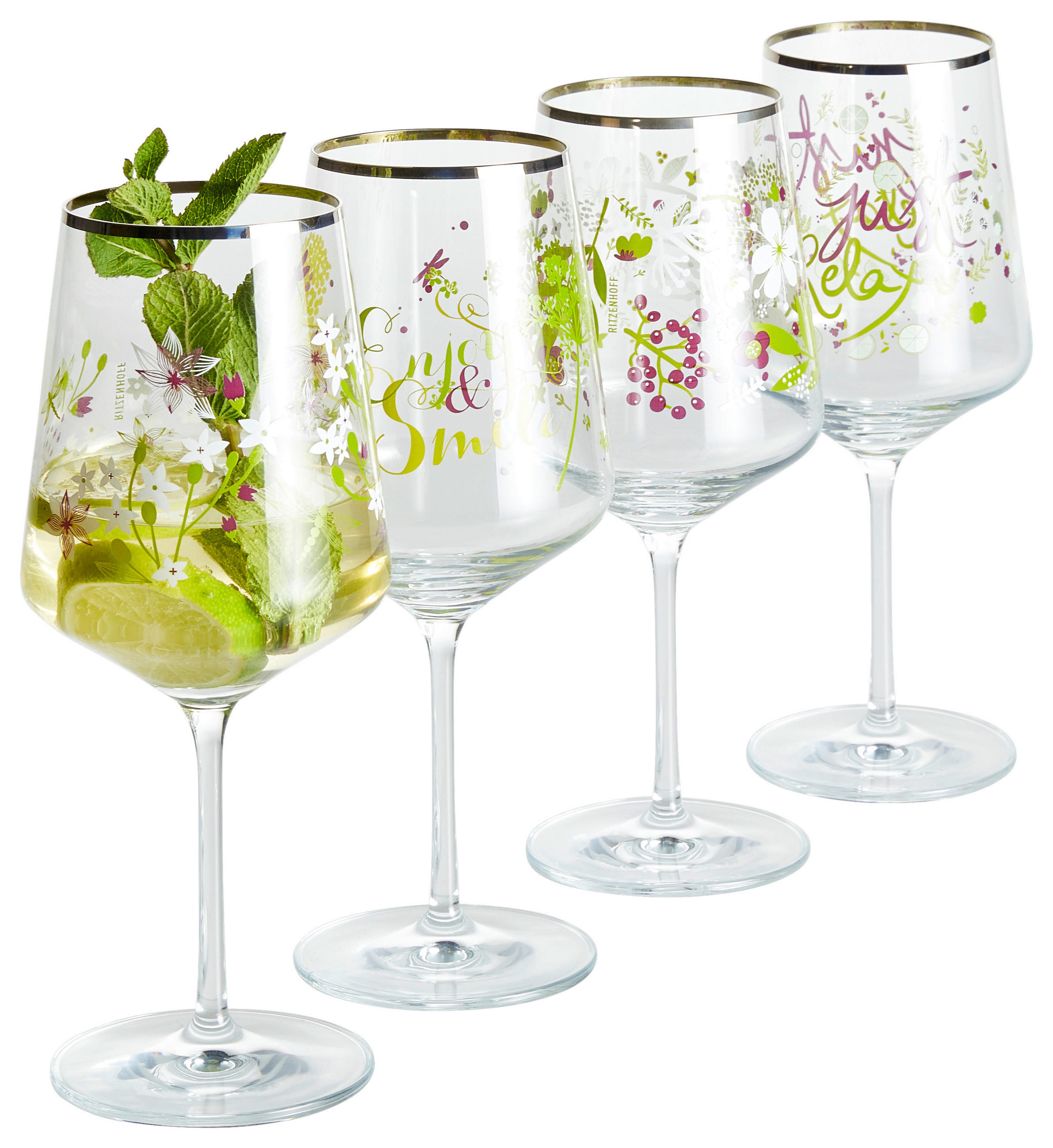 SPRITZERGLAS 544 ml 4-teilig  - Platinfarben/Lila, LIFESTYLE, Glas (20,3/26,6/19,4cm) - Ritzenhoff