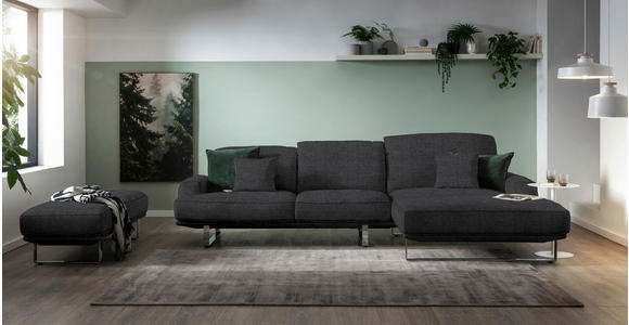 ECKSOFA in Webstoff Graphitfarben  - Graphitfarben, Design, Textil/Metall (304/184cm) - Dieter Knoll