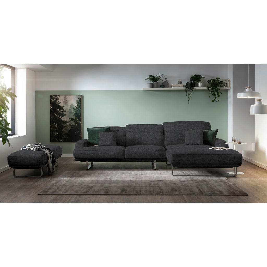 Thumbnail - Dieter Knoll Ecksofa, Graphit, Textil, 3-Sitzer, Ottomane rechts, L-Form, 304x184 cm, Typenauswahl, Fußauswahl, Lederaus...
