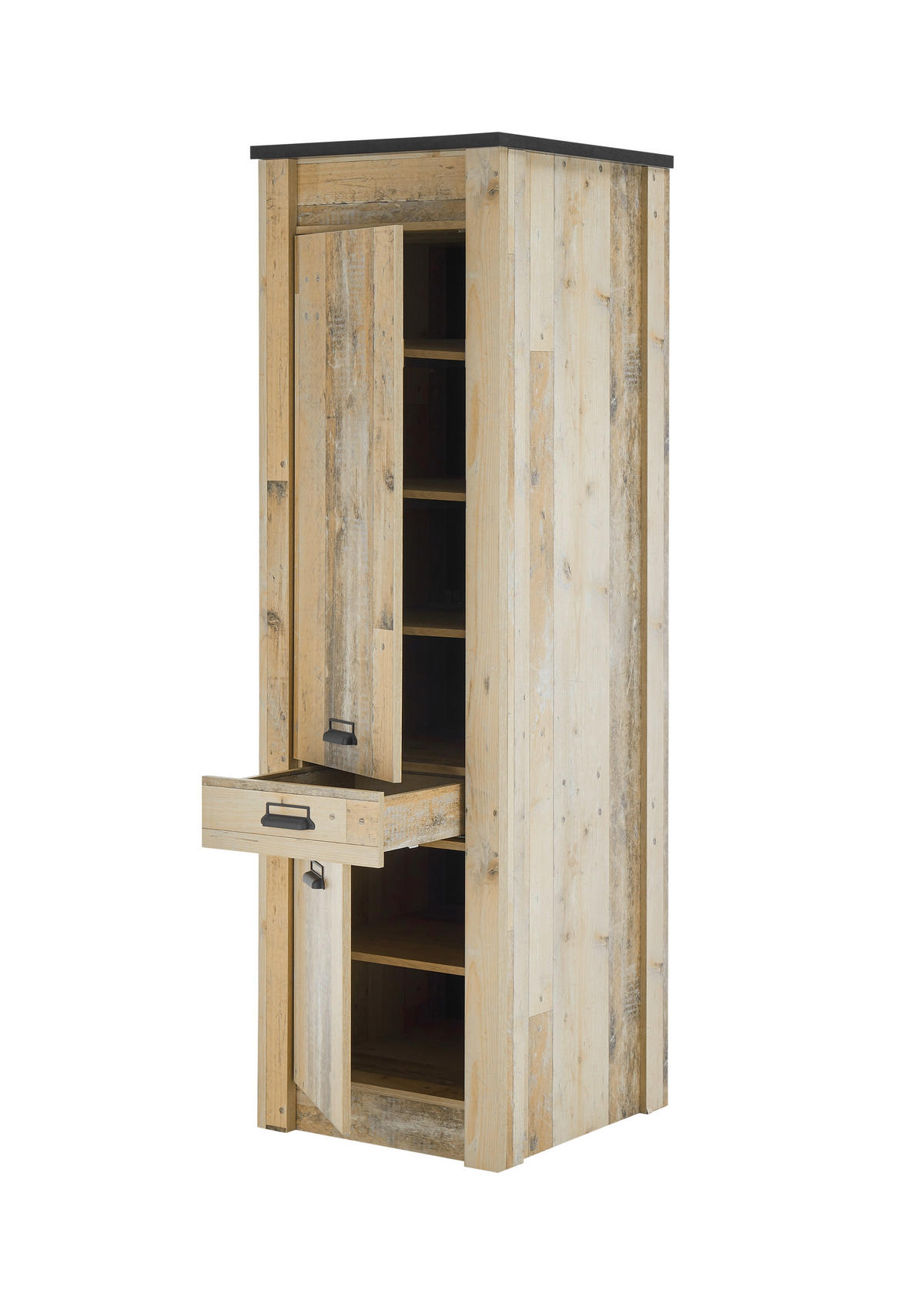 APOTHEKERSCHRANK 62/201/64 cm  in Anthrazit, Naturfarben  - Anthrazit/Schwarz, Trend, Holzwerkstoff/Metall (62/201/64cm) - MID.YOU