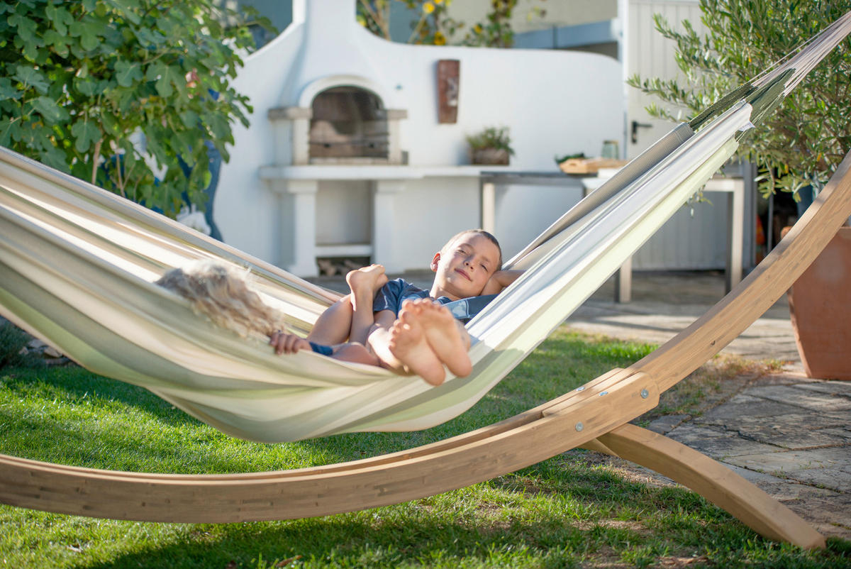 HÄNGEMATTE kingsize outdoor  - Weiß/Hellgrün, KONVENTIONELL, Textil (180/400cm) - La Siesta