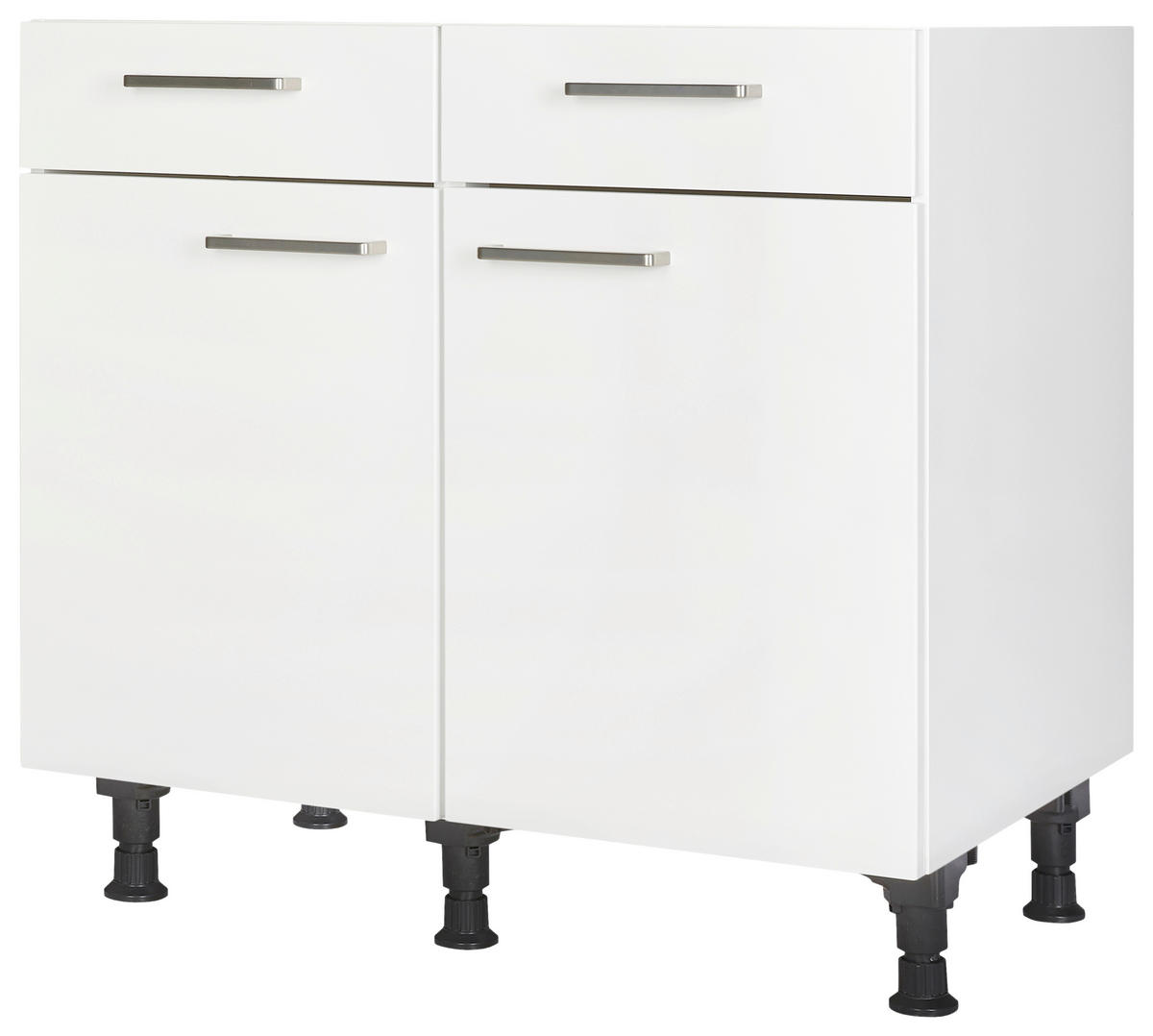 SCHUBKASTENUNTERSCHRANK 90/87/56 cm  in Weiß  - Edelstahlfarben/Weiß, MODERN, Holzwerkstoff/Metall (90/87/56cm) - Nobilia