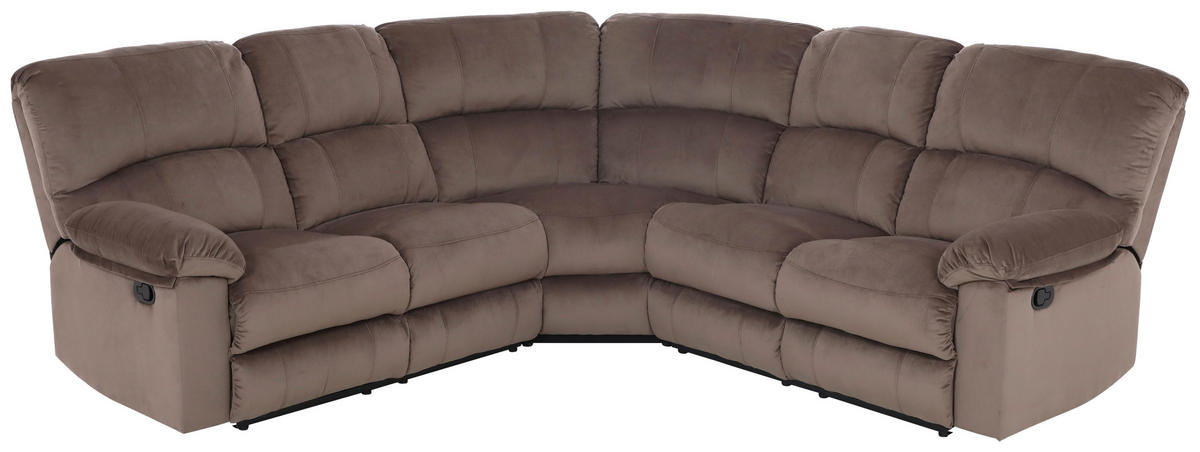 ECKSOFA Eckteil  Braun Samt  - Schwarz/Braun, KONVENTIONELL, Kunststoff/Textil (253/100/253cm) - P & B